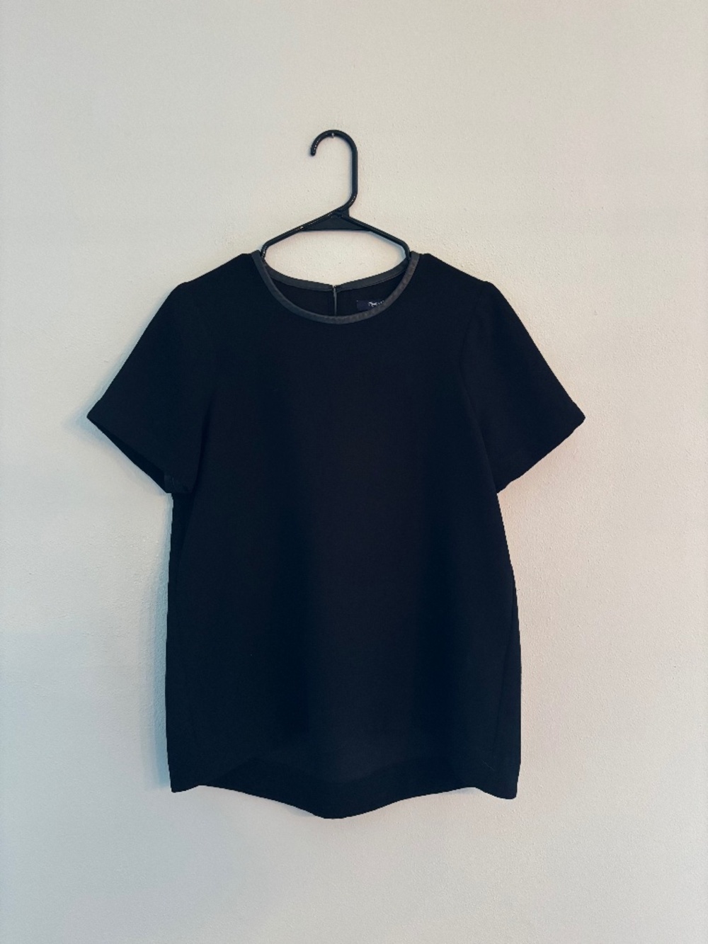 Madewell Black Blouse with Leather Trim